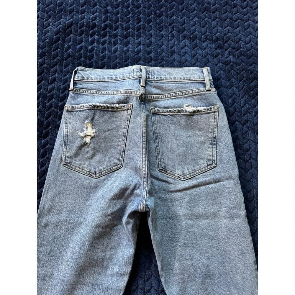 AGOLDE Women's Blue Denim Distressed Jean Ankle Button‎ Fly Size 25